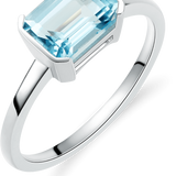 14K Gold Blue Topaz Stackable Ring