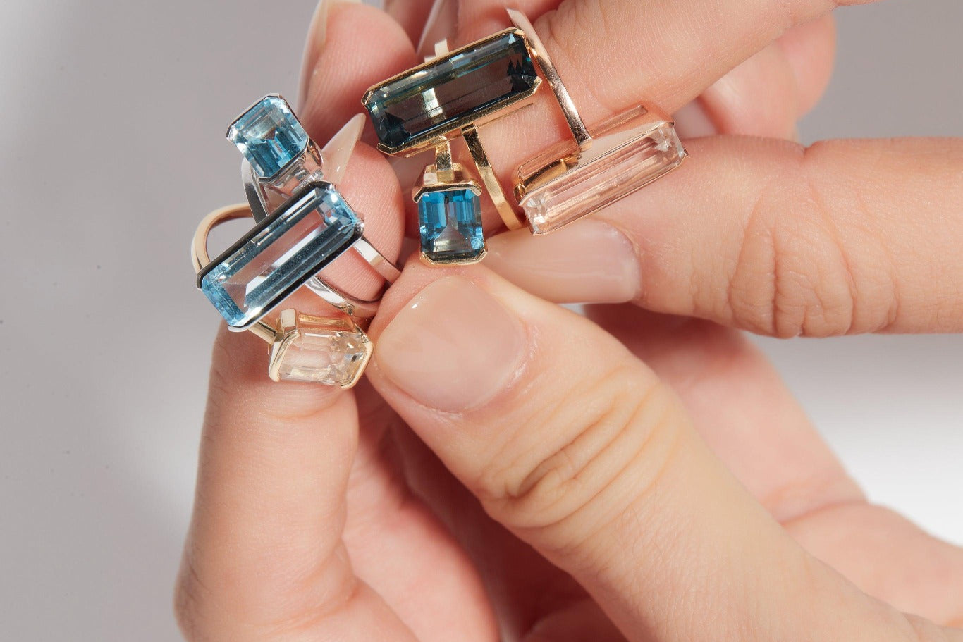 14K Gold Stackable Topaz Rings