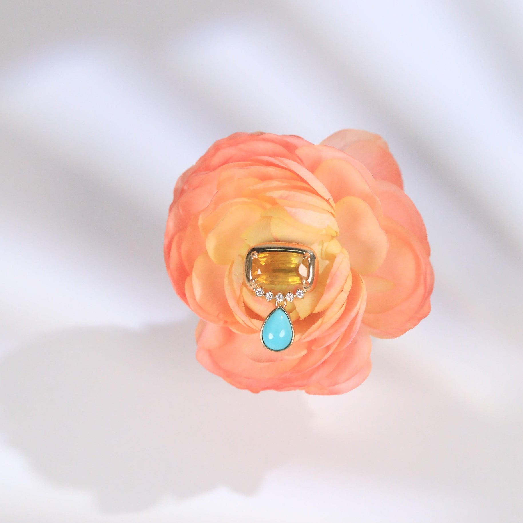 18K Gold Turquoise Sapphire Pendant