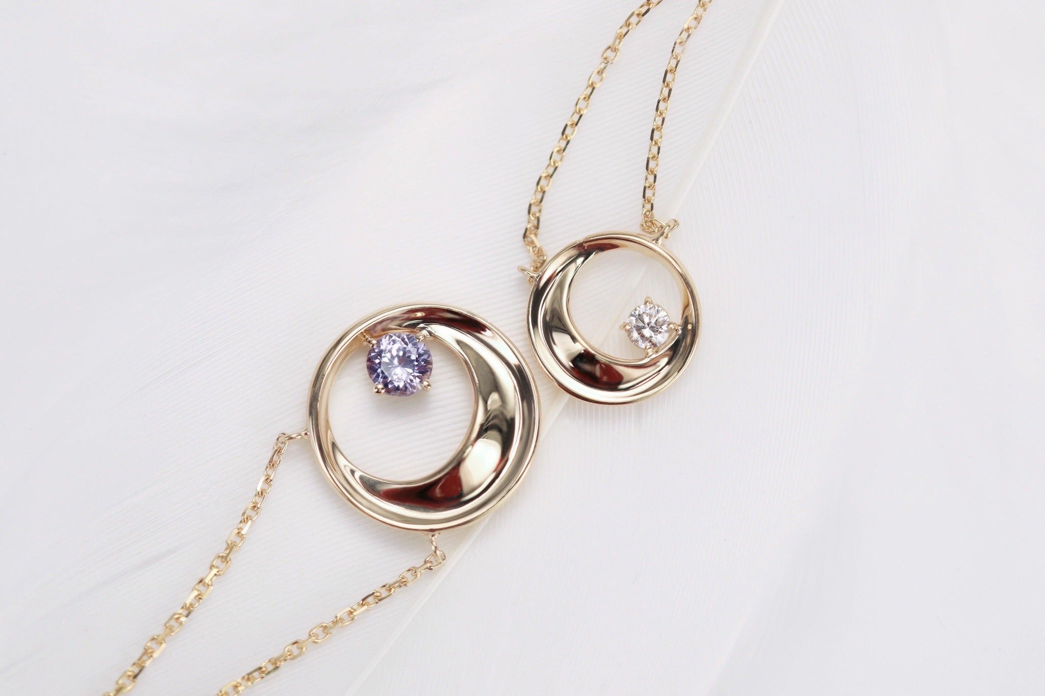 18K Gold Diamond Spinel Luna Necklace